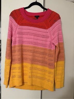 Talbots Striped Crochet Sweater M